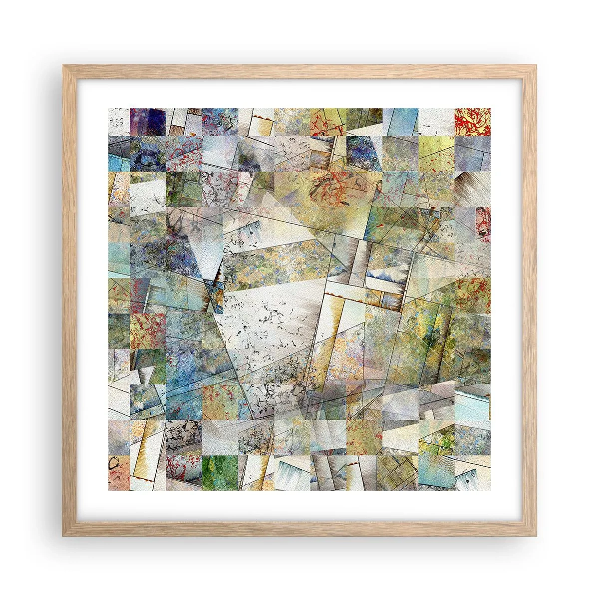 Poster in einem Rahmen aus heller Eiche - Geometrische Mischung - 50x50 cm