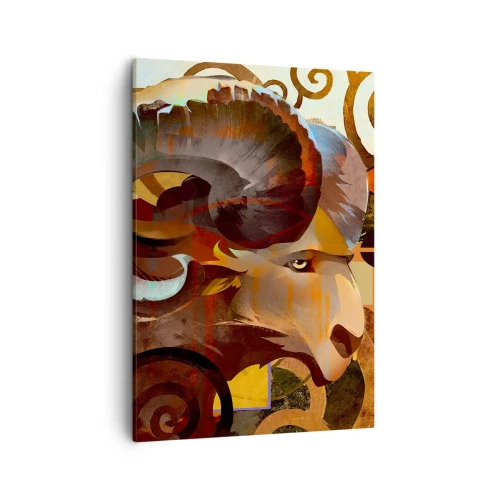 Bild auf Leinwand - Leinwandbild - Ein symbolischer Widder in einer abstrakten Komposition - 50x70cm - Magie - Religionen - Rituale - Moderne Wanddekoration für Wohnzimmer und Schlafzimmer ARTTOR