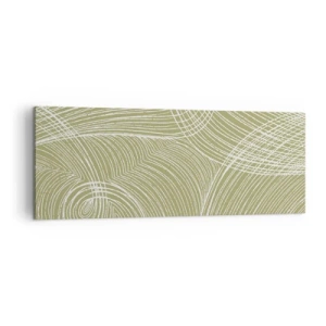 Bild auf Leinwand - Leinwandbild - Grüne und weiße Linien in einer abstrakten Komposition - 140x50cm - Komplizierte Abstraktion in Weiß - Moderne Wanddekoration für Wohnzimmer und Schlafzimmer ARTTOR