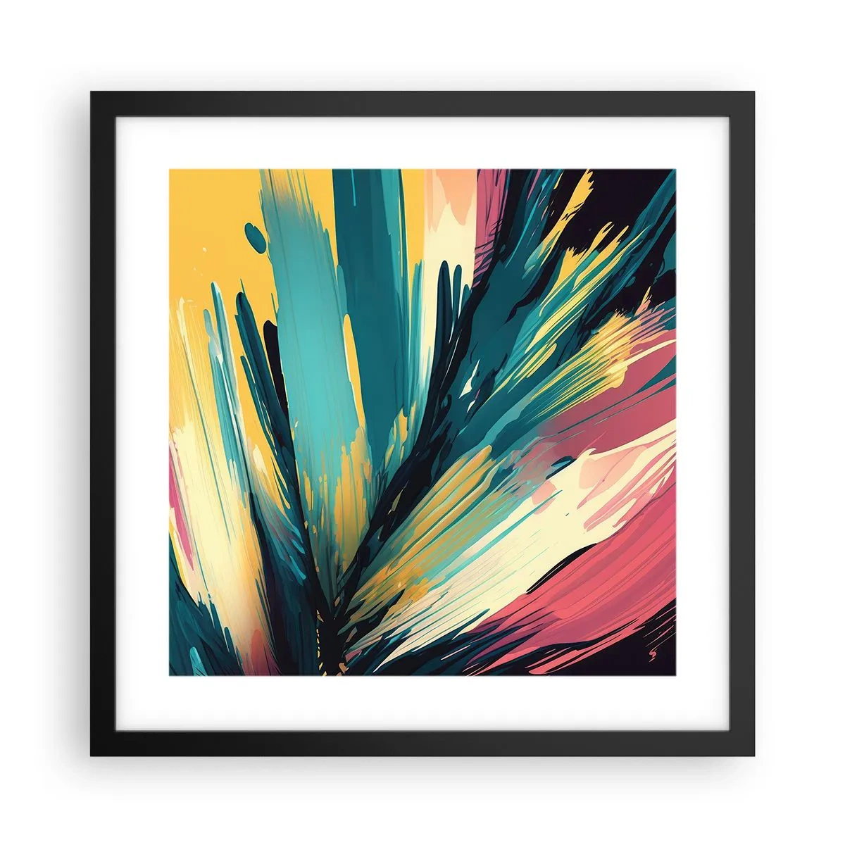 Poster in einem schwarzem Rahmen - Komposition – eine Explosion der Freude - 40x40 cm