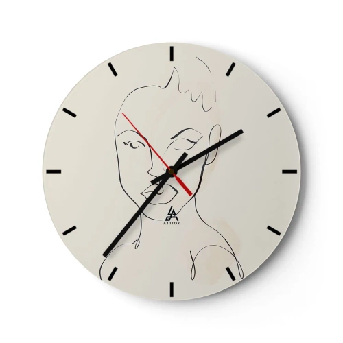 Wanduhr - Glasuhr - Ein minimalistisches Porträt eines Frauengesichts - 30x30cm - Umriss der Sinnlichkeit - Moderne Wanddekoration für Wohnzimmer, Küche und Schlafzimmer ARTTOR