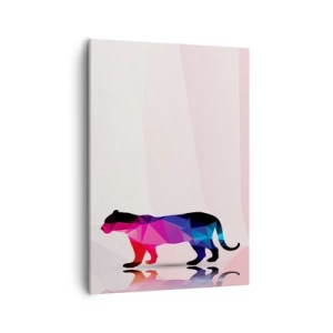 Bild auf Leinwand - Leinwandbild - Geometrische Panther-Silhouette in Rosa- und Blautönen - 50x70cm - Diment Panther - Moderne Wanddekoration für Wohnzimmer und Schlafzimmer ARTTOR