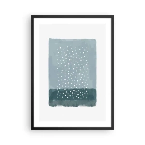 Poster in einem schwarzem Rahmen - Eine abstrakte Komposition mit weißen Punkten auf blauem Hintergrund. - 50x70cm - Auf Blau gewachsen - Moderne Wanddekoration für Wohnzimmer und Schlafzimmer ARTTOR