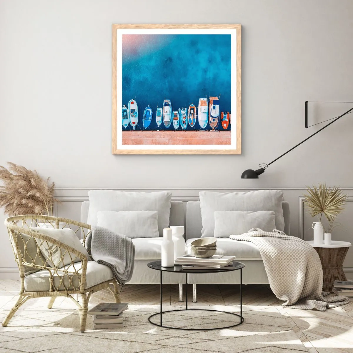 Poster in einem Rahmen aus heller Eiche - In einer Reihe - 50x50 cm