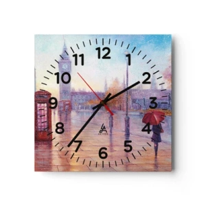 Wanduhr - Glasuhr - Londoner Herbsttag - 40x40 cm