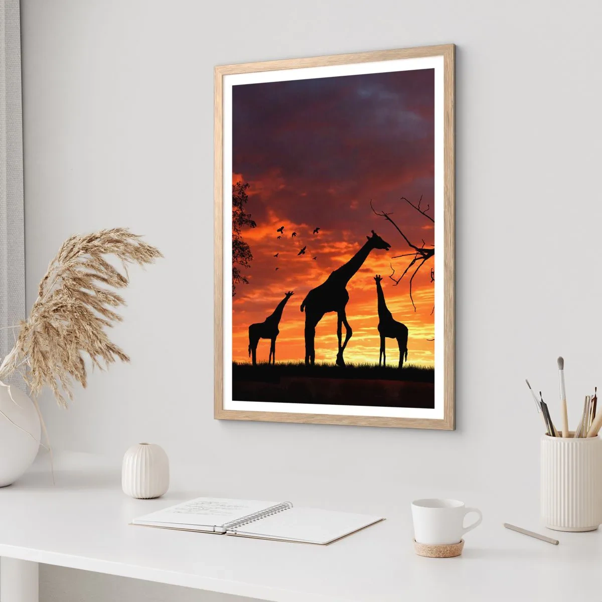 Poster in einem Rahmen aus heller Eiche - Ein kleines Abendessen mit deinen Liebsten - 50x70 cm