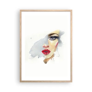 Poster in einem Rahmen aus heller Eiche - Abspiegeln in einem Wassertropfen - 50x70 cm