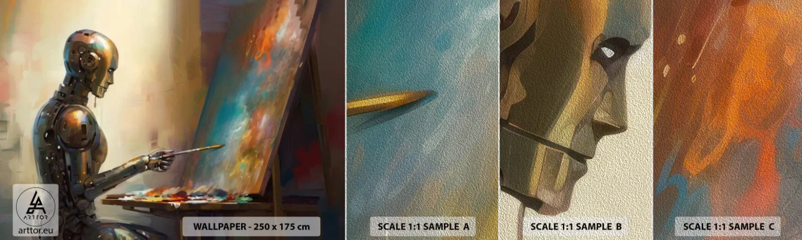 Fototapeten Muster Premium Sand - Die Kunst der Zukunft - Malerei, Roboter, Bürste - 100x30 cm