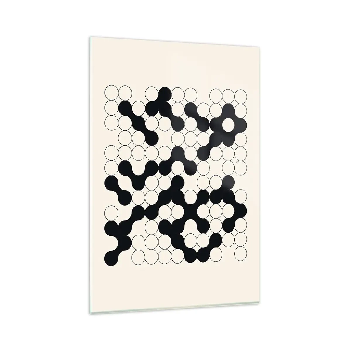 Glasbild - Bild auf glas - Schwarz-weiße Muster mit Kreisen auf hellem Hintergrund - 80x120cm - Chinesisches Spiel – Variation - Moderne Wanddekoration für Wohnzimmer und Schlafzimmer ARTTOR