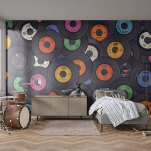 Maßgeschneiderte Fototapete Premium Sand - Farben der Klassiker - Vinyl, Musik, Jahrgang