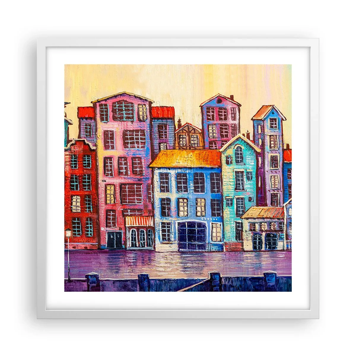 Poster in einem weißen Rahmen - Stadt wie aus einem Märchen - 50x50 cm