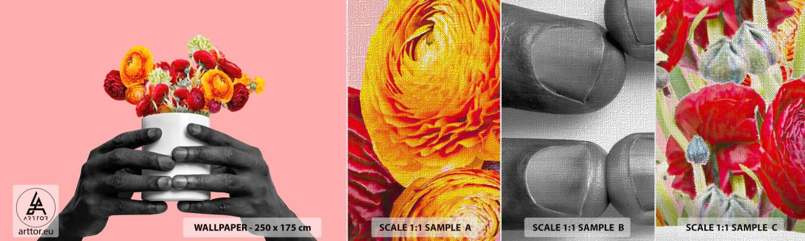 Fototapeten Muster Premium Canvas - Die Apotheose des Lebens - Abstraktion, Stück, Blumen - 100x30 cm