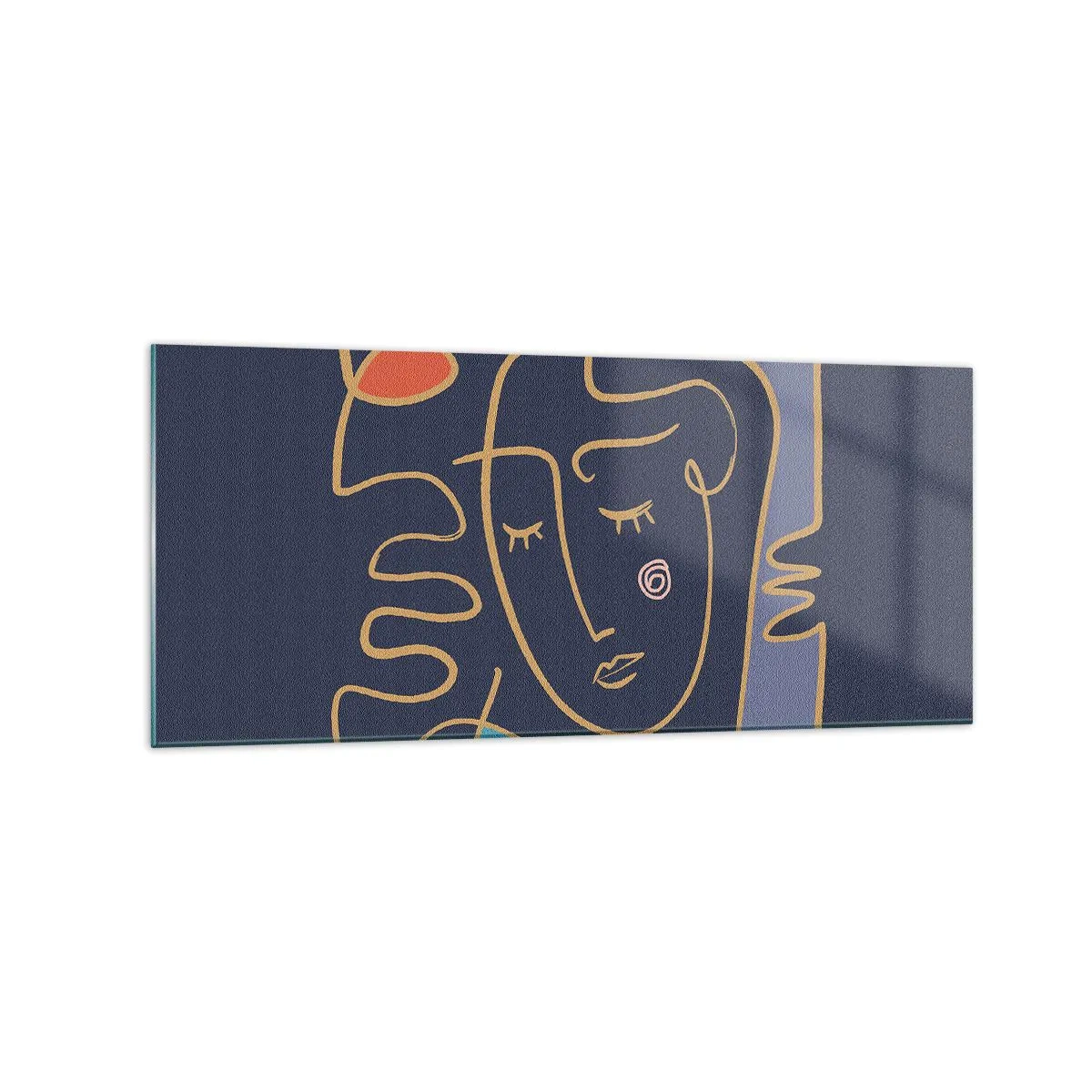 Glasbild - Bild auf glas - Abstraktes Gesichtsporträt im minimalistischen Stil - 120x50cm - In Gedanken - Moderne Wanddekoration für Wohnzimmer und Schlafzimmer ARTTOR