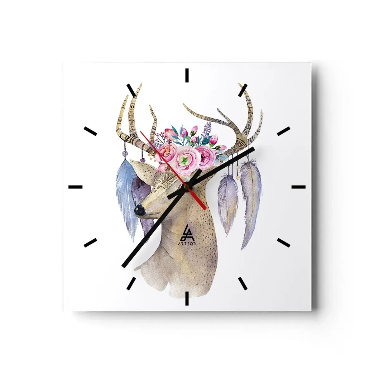 Wanduhr - Glasuhr - Seelenführer - sanft, unschuldig - 40x40 cm