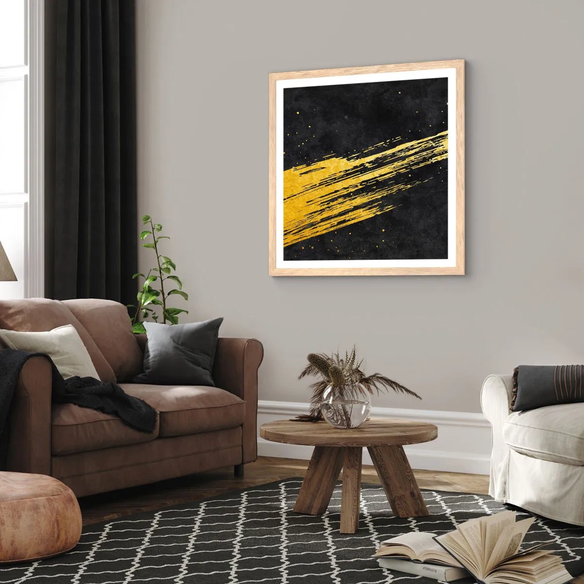 Poster in einem Rahmen aus heller Eiche - Sprung in den Hyperraum - 30x30 cm