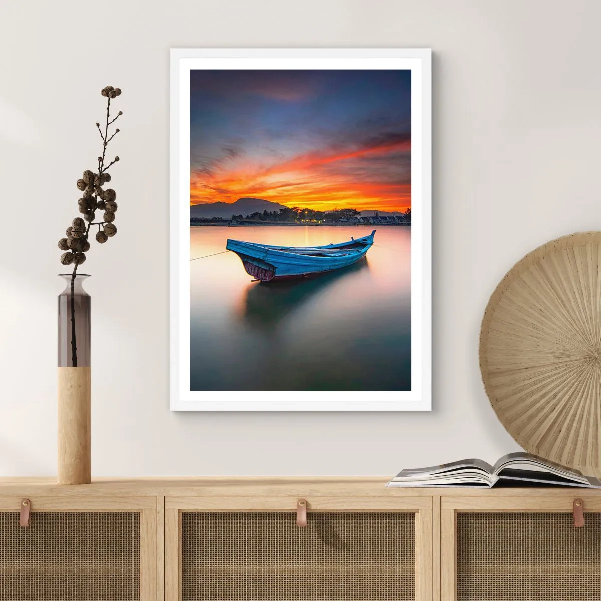 Poster in einem weißen Rahmen - Eine gute Nacht kommt - 40x50 cm