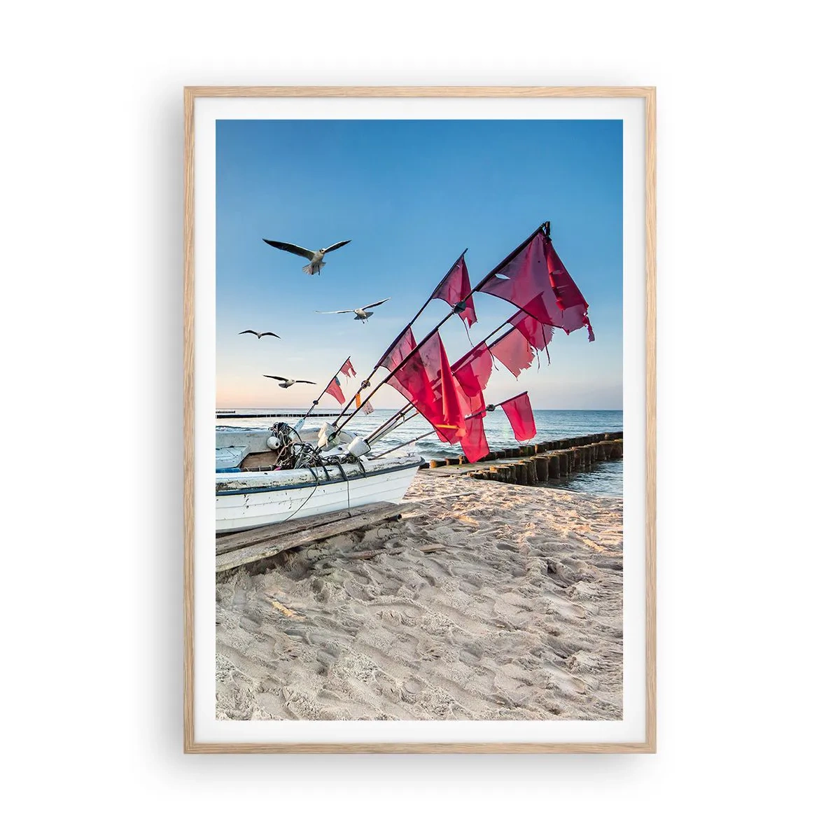 Poster in einem Rahmen aus heller Eiche - Wohlverdiente Ruhe - 70x100 cm