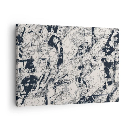 Bild auf Leinwand - Leinwandbild - Abstrakte Komposition in Schwarzweiß mit dynamischem Layout - 70x50cm - Durchdringung der Gegensätze - Moderne Wanddekoration für Wohnzimmer und Schlafzimmer ARTTOR