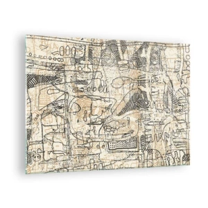 Glasbild - Bild auf glas - Eine komplexe abstrakte Struktur mit geometrischen und skizzenhaften Mustern. - 70x50cm - Es wartet darauf, entschlüsselt zu werden - Moderne Wanddekoration für Wohnzimmer und Schlafzimmer ARTTOR