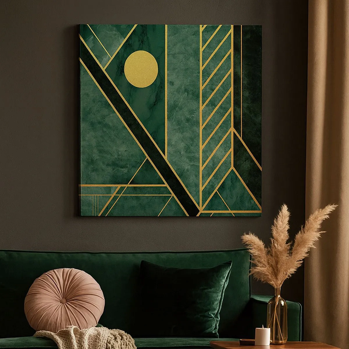 Bild auf Leinwand - Leinwandbild - Dynamik von Gold und Azurblau - 30x30 cm