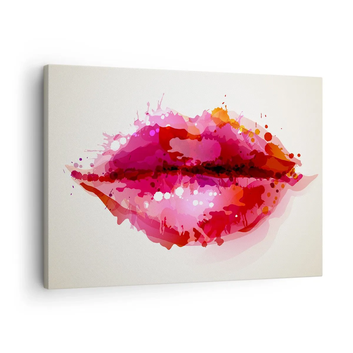 Bild auf Leinwand - Leinwandbild - Abstraktes Lippenmotiv in Rosa- und Rottönen - 70x50cm - Ein rötlicher Rotton - Moderne Wanddekoration für Wohnzimmer und Schlafzimmer ARTTOR
