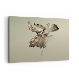 Bild auf Leinwand - Leinwandbild - Ein abstraktes Bild eines Elches auf einem minimalistischen Hintergrund - 120x80cm - Die sanfte Kraft des Friedens - Moderne Wanddekoration für Wohnzimmer und Schlafzimmer ARTTOR