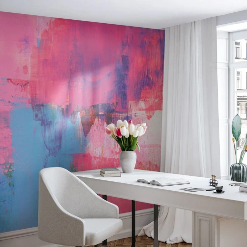 Fototapete Premium Canvas - Rosa, Blau und eine Prise Licht - Abstraktion, Minimalismus, Stück - 300x210 cm