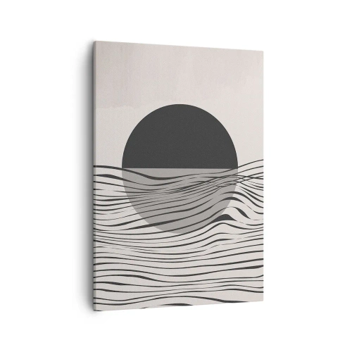 Bild auf Leinwand - Leinwandbild - Abstrakte Linien und geometrische Formen in gedeckten Farben - 50x70cm - Halbe Komposition - Moderne Wanddekoration für Wohnzimmer und Schlafzimmer ARTTOR