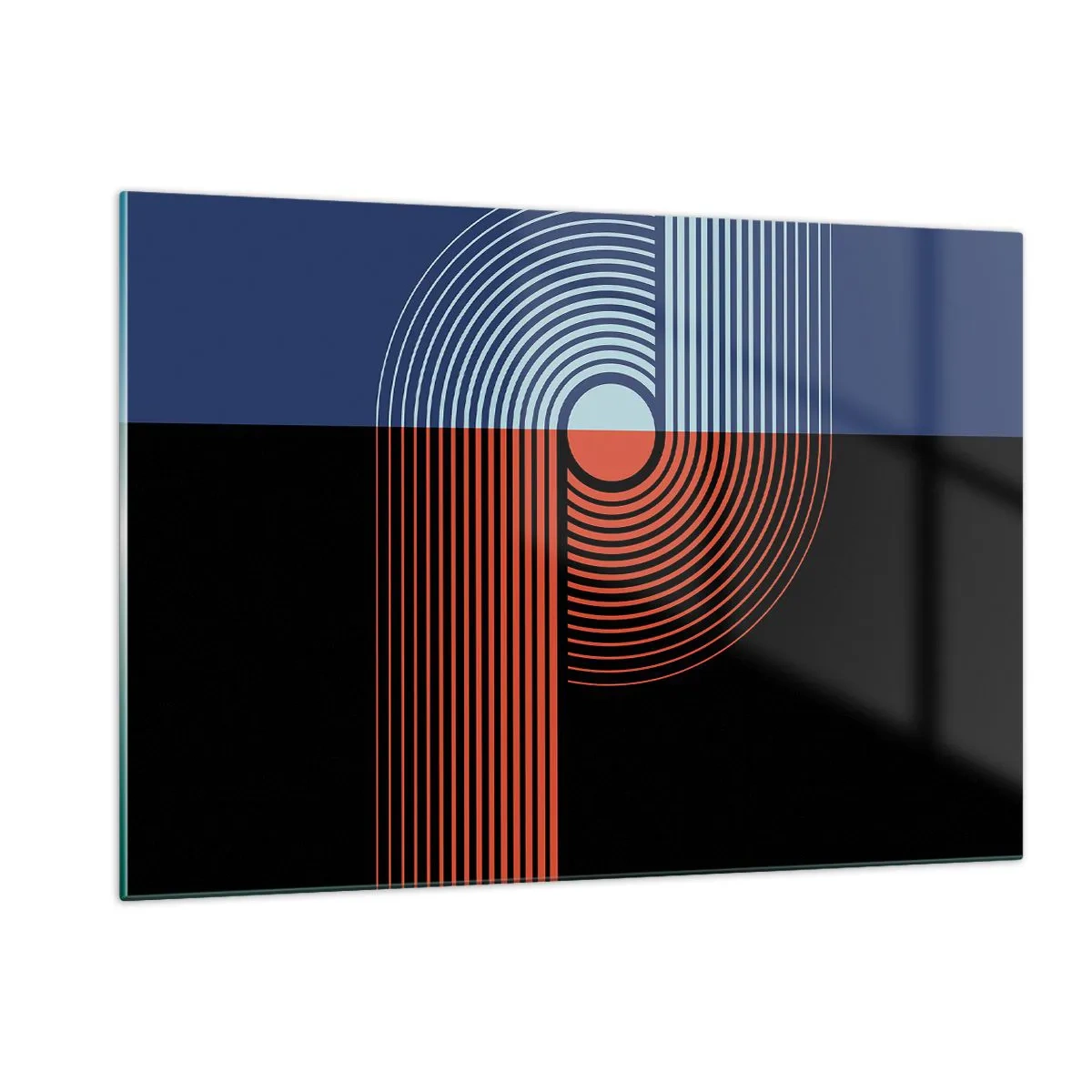 Glasbild - Bild auf glas - Moderne geometrische Grafiken in Kontrastfarben - 120x80cm - In einer geometrischen Umarmung - Moderne Wanddekoration für Wohnzimmer und Schlafzimmer ARTTOR