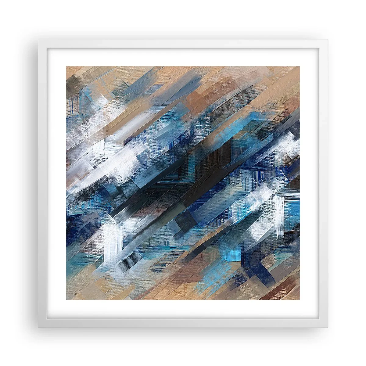 Poster in einem weißen Rahmen - Auf einer blauen Diagonale - 50x50 cm