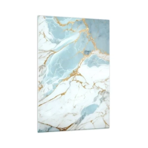 Glasbild - Bild auf glas - Blaue und weiße Marmormuster mit zusätzlichen goldenen Adern - 70x100cm - Reichtum des Steins - Moderne Wanddekoration für Wohnzimmer und Schlafzimmer ARTTOR