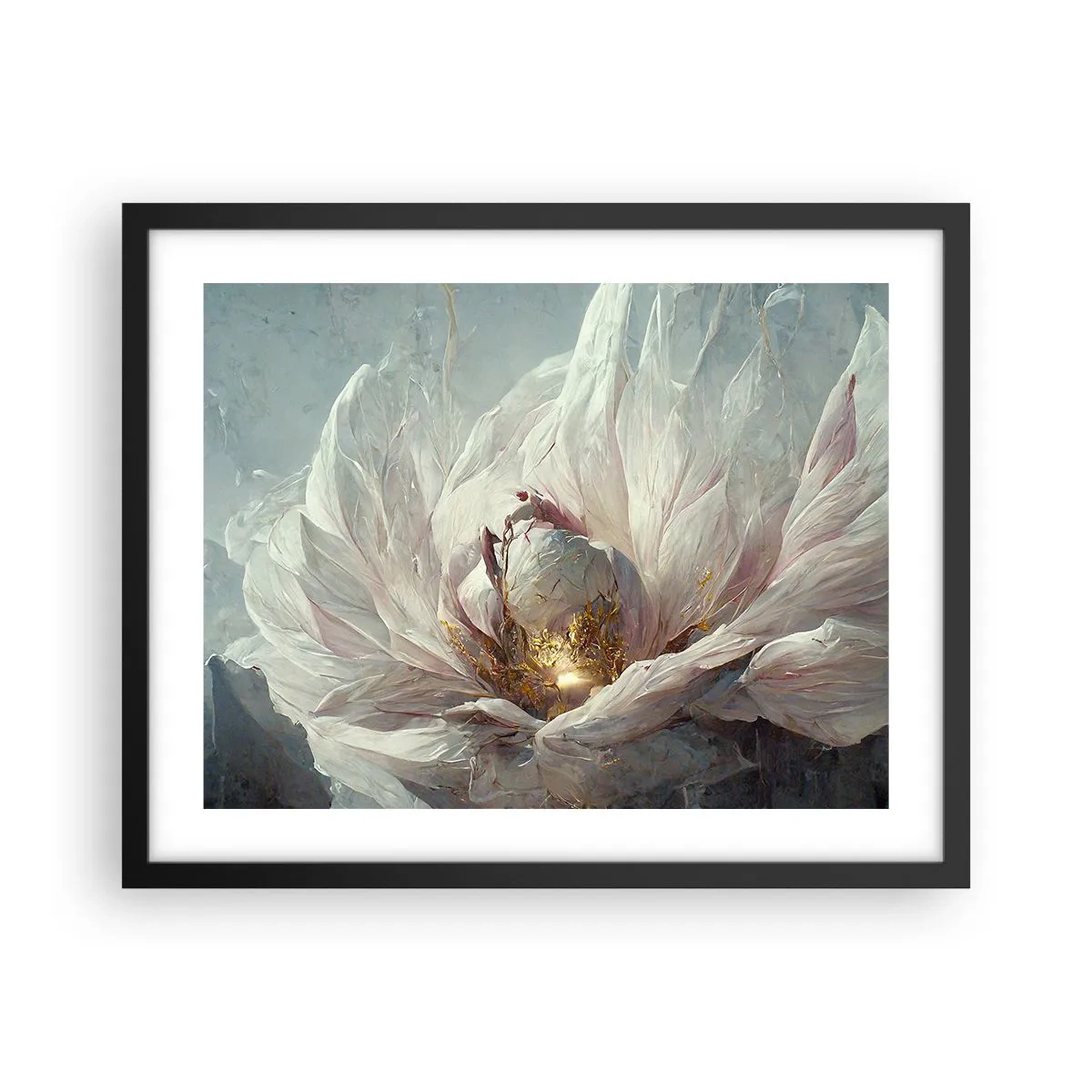 Poster in einem schwarzem Rahmen - Sie blüht alle hundert Jahre einmal - 50x40 cm