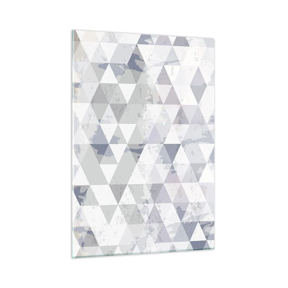 Glasbild - Bild auf glas - Geometrisches Dreiecksmuster in neutralen Grau- und Beigetönen - 50x70cm - Im Rhythmus auf drei - Moderne Wanddekoration für Wohnzimmer und Schlafzimmer ARTTOR