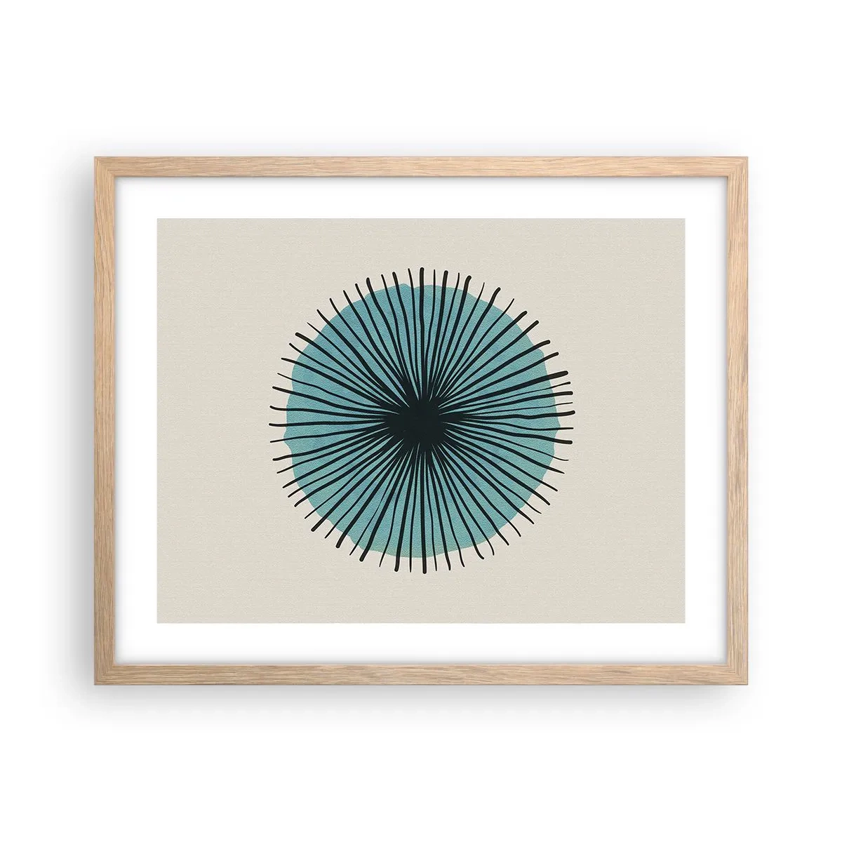 Poster in einem Rahmen aus heller Eiche - Strahlend im Blau - 50x40 cm