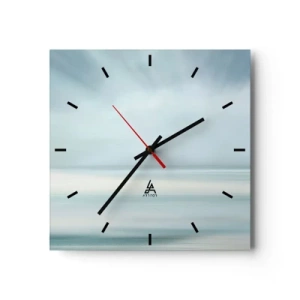 Wanduhr - Glasuhr - Eine minimalistische Landschaft in zarten Blautönen - 30x30cm - Frieden bis zum Horizont - Moderne Wanddekoration für Wohnzimmer und Schlafzimmer ARTTOR