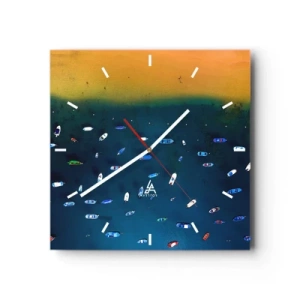 Wanduhr - Glasuhr - Feiertagsspiel - 40x40 cm