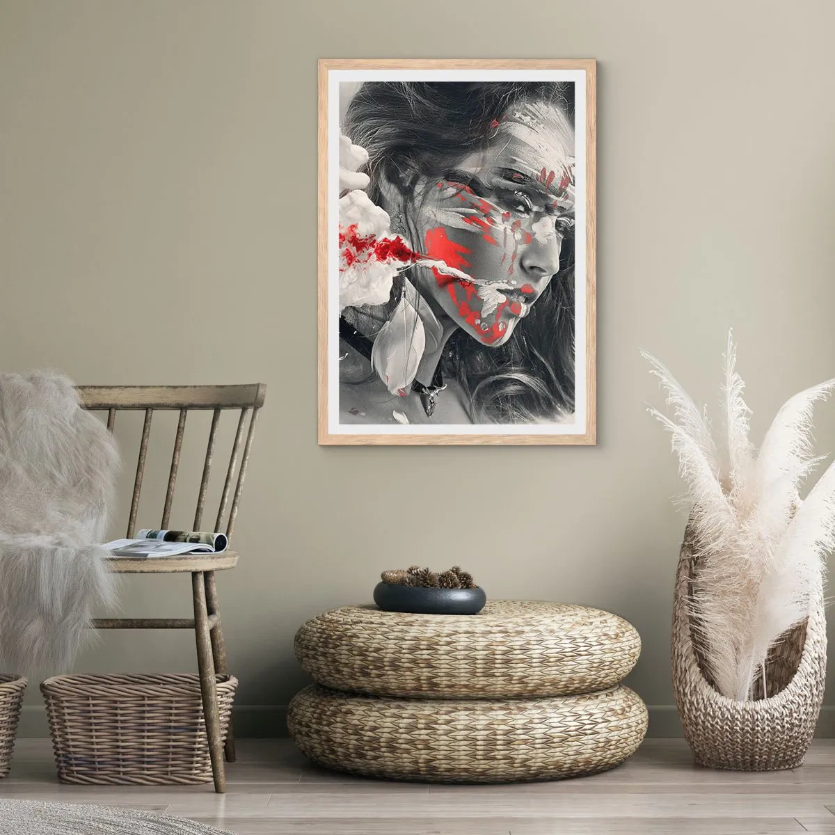 Poster in einem Rahmen aus heller Eiche - Im Dunst der Absurdität - 70x100 cm