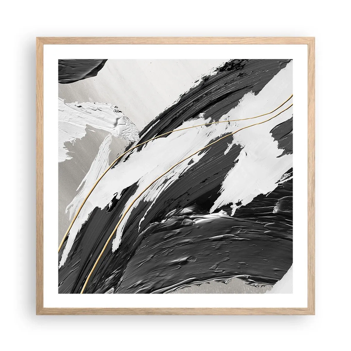 Poster in einem Rahmen aus heller Eiche - Abstraktion in großem Stil - 60x60 cm