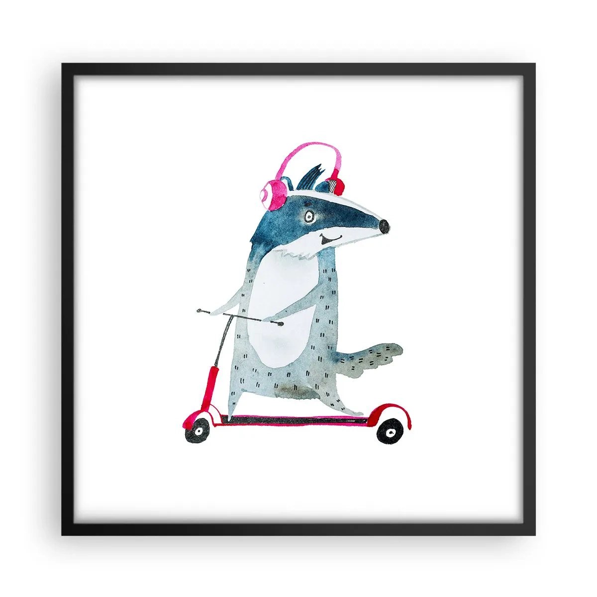 Poster in einem schwarzem Rahmen - Dachsfreude - 50x50 cm