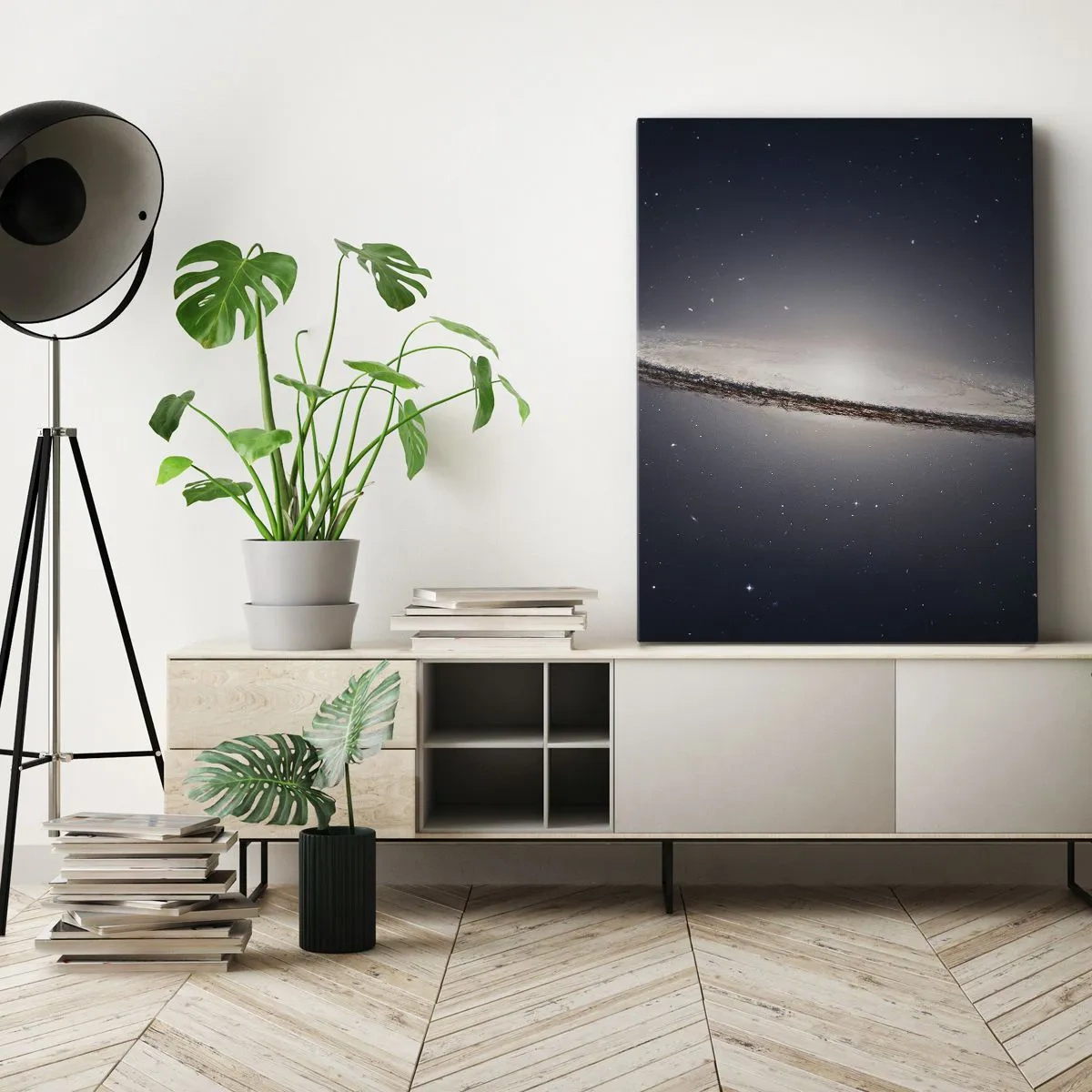 Bild auf Leinwand - Leinwandbild - Eine Spiralgalaxie vor dem Hintergrund des Sternenraums - 70x100cm - Vor langer Zeit in einer weit entfernten Galaxie ... - Moderne Wanddekoration für Wohnzimmer und Schlafzimmer ARTTOR