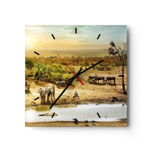 Wanduhr - Glasuhr - Ein Fluss floss aus Eden ... - 40x40 cm