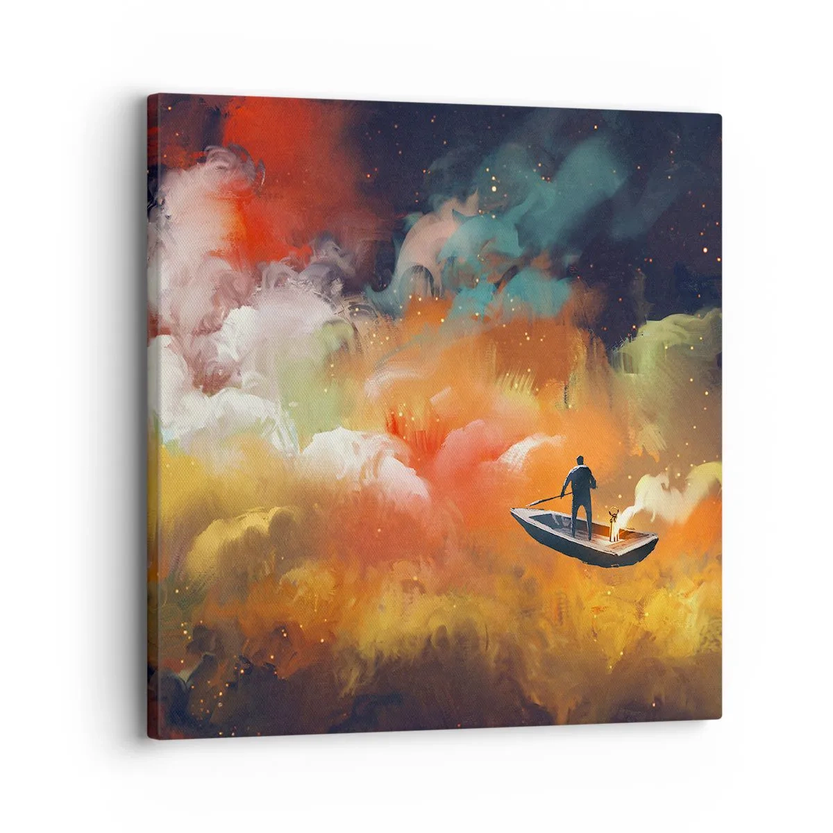 Bild auf Leinwand - Leinwandbild - Mit dem Boot durch die Galaxie - 30x30 cm