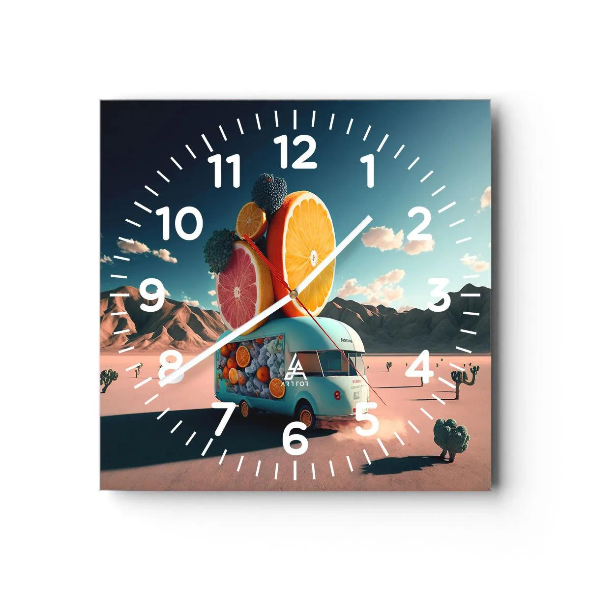Wanduhr - Glasuhr - Geschmack von Urlaub - 30x30 cm