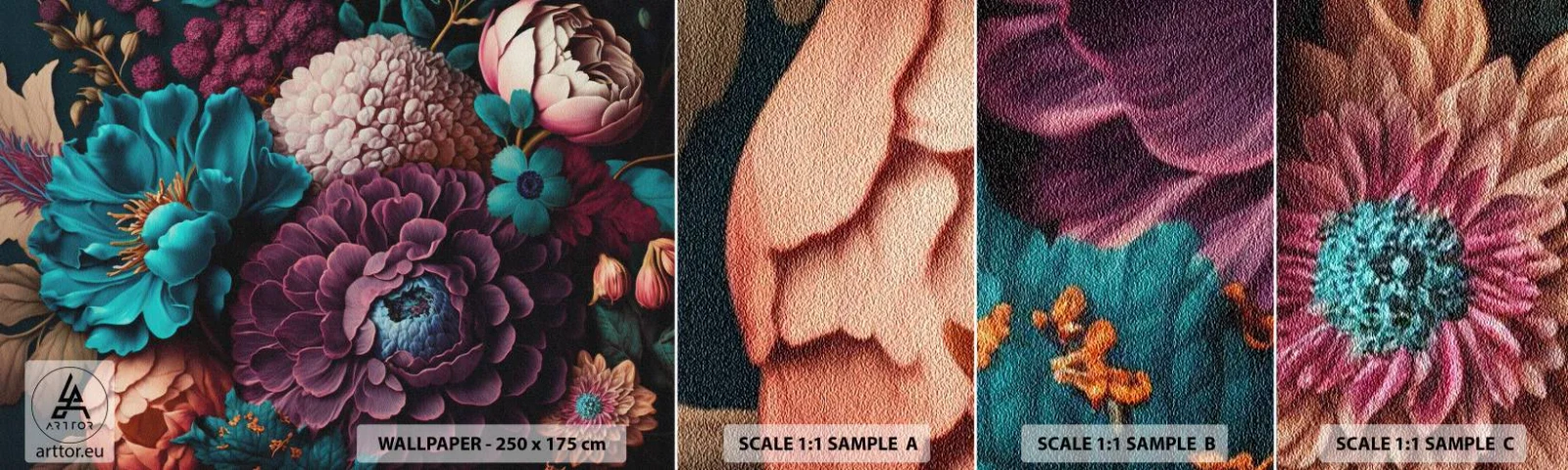 Fototapeten Muster Selbstklebend Deluxe Sticker - Natur in Hülle und Fülle - Blumen, Botanik, Jahrgang - 100x30 cm