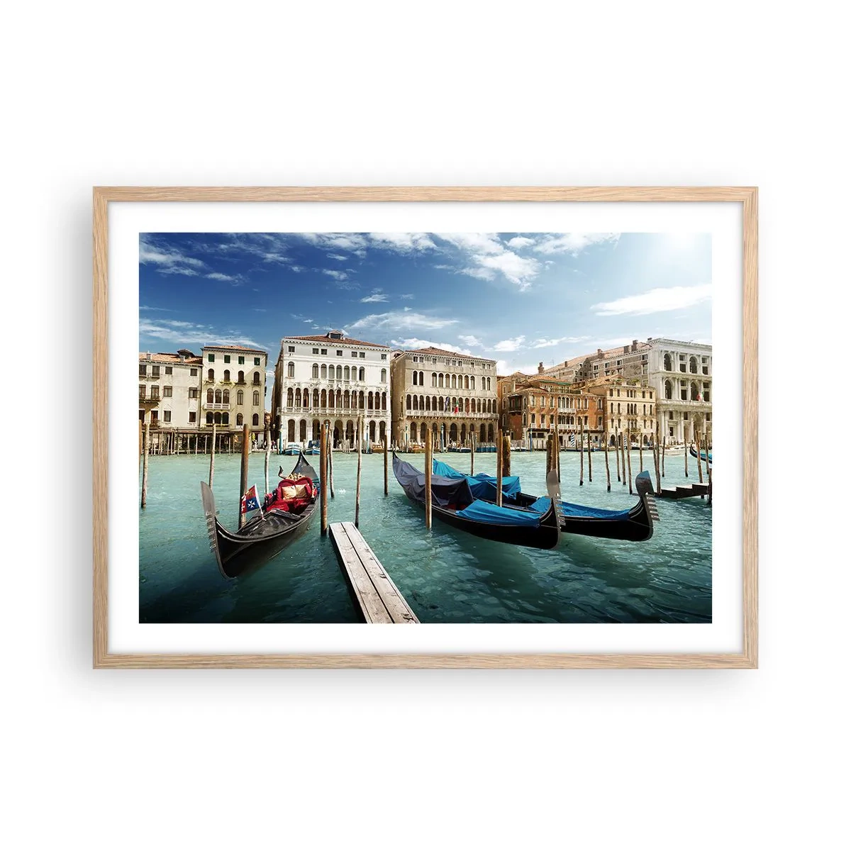 Poster in einem Rahmen aus heller Eiche - Paläste in Blau - 70x50 cm