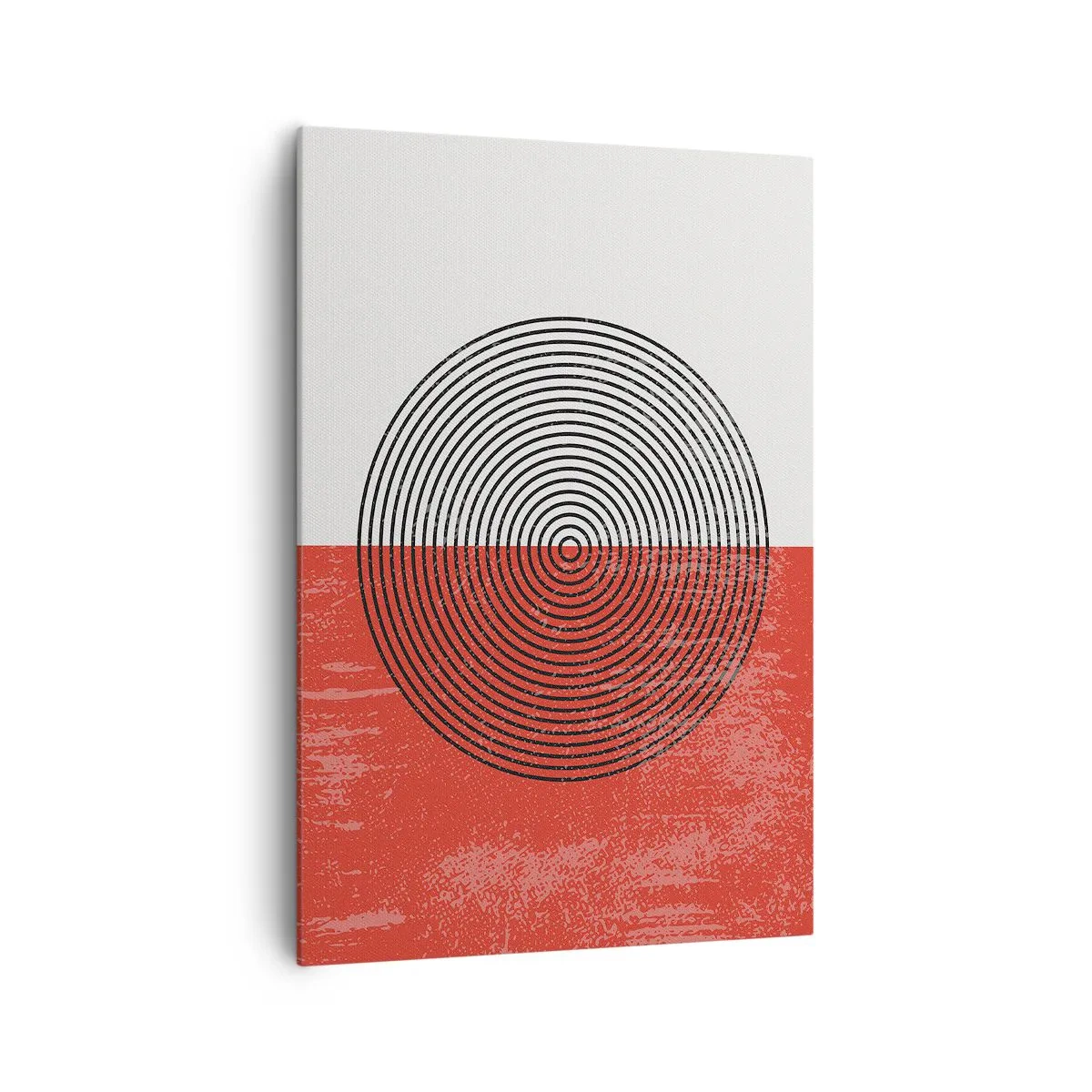 Bild auf Leinwand - Leinwandbild - Geometrisches Muster mit konzentrischen Kreisen auf rot-weißem Hintergrund - 70x100cm - Auf den Punkt gebracht - Moderne Wanddekoration für Wohnzimmer und Schlafzimmer ARTTOR
