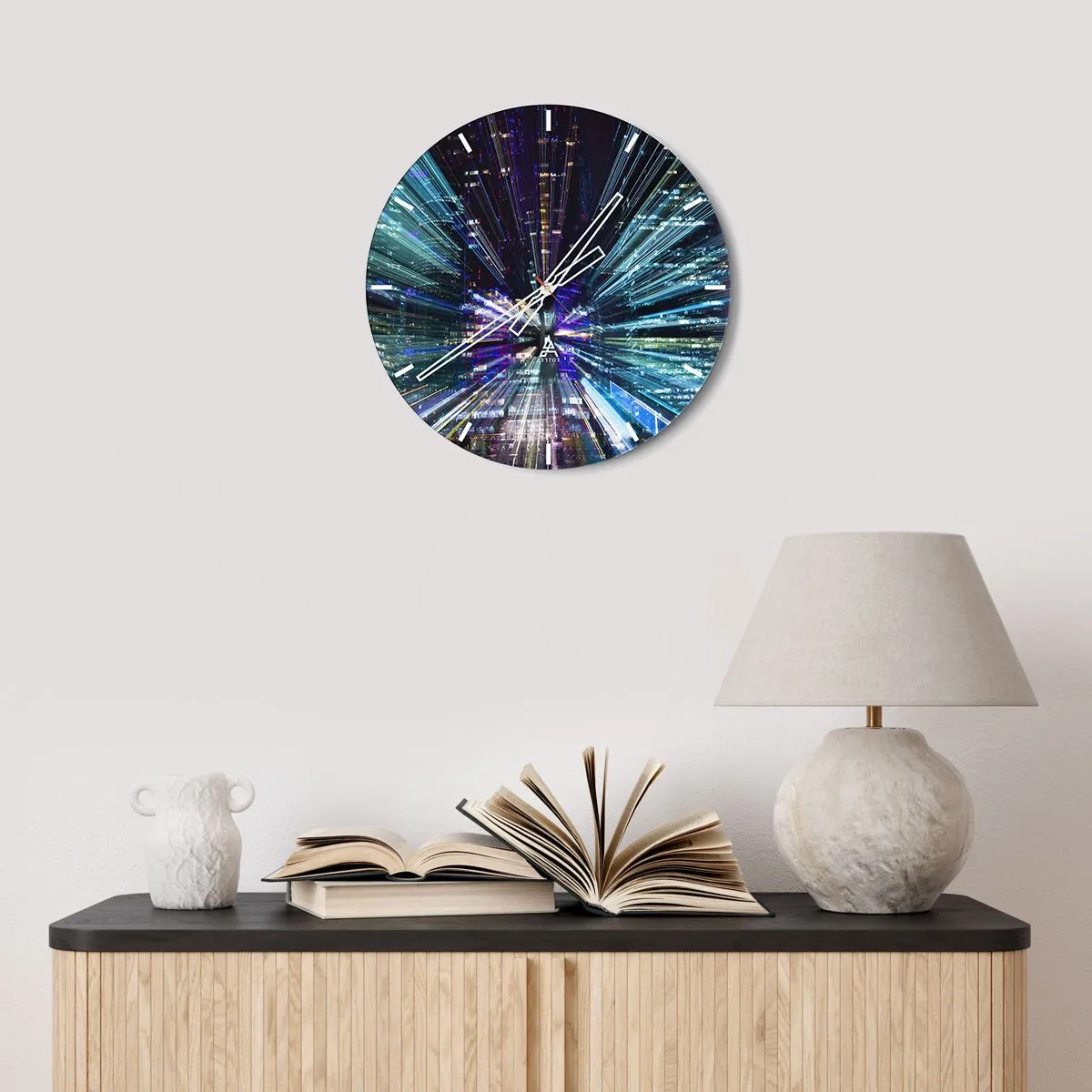 Wanduhr - Glasuhr - Übergang zum Hyperraum - 40x40 cm