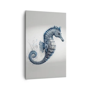 Bild auf Leinwand - Leinwandbild - Seepferdchen in Blautönen mit Aquarelldetails - 80x120cm - Subtiler Witz der Natur - Moderne Wanddekoration für Wohnzimmer und Schlafzimmer ARTTOR