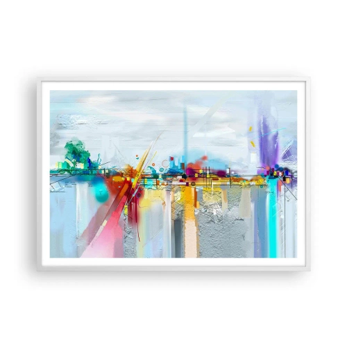 Poster in einem weißen Rahmen - Freudenbrücke über den Fluss des Lebens - 100x70 cm