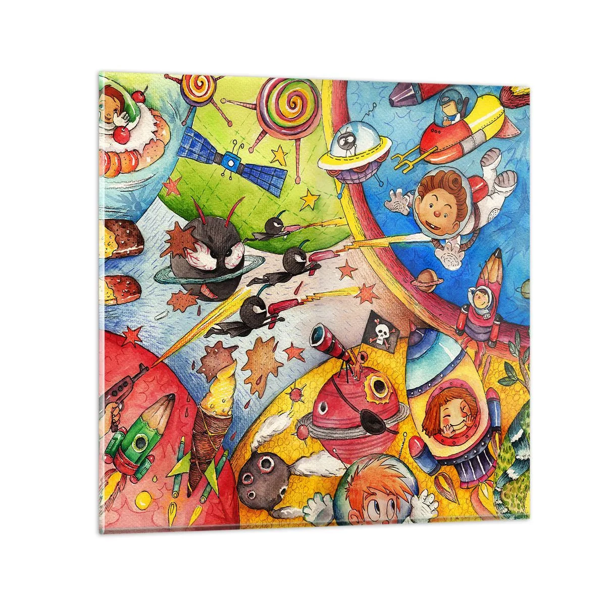 Glasbild - Bild auf glas - Tolles Weltraumabenteuer - 70x70 cm
